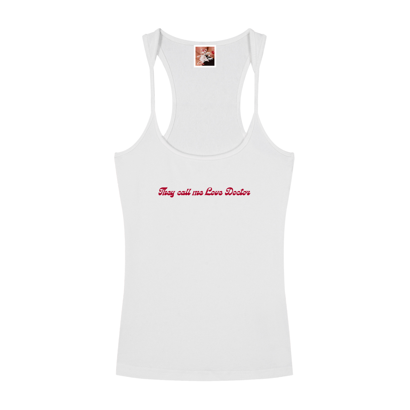 “LOVE DOCTOR” Slim Fit Ribbed Racerback Tank Top
